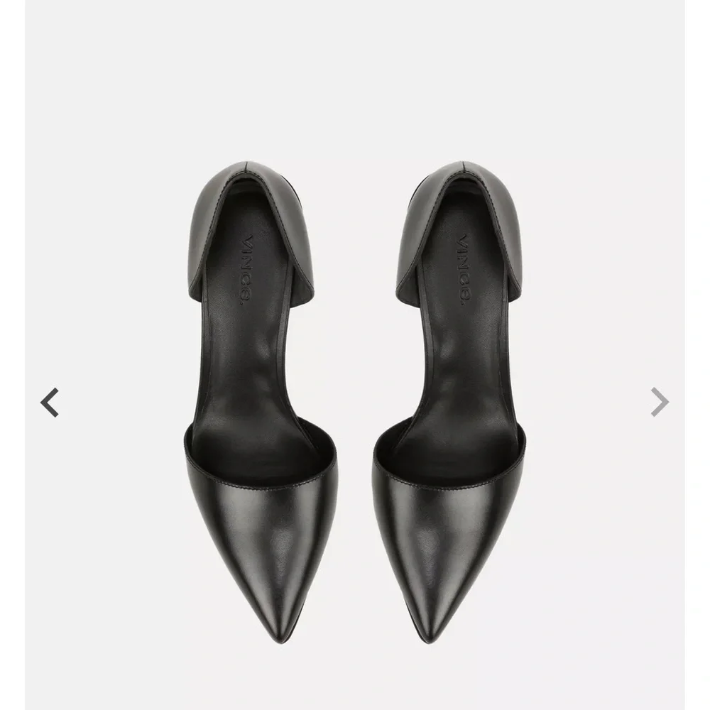 Vince Black Pointed-Toe D'Orsay Block Heel Pumps - Picture 4 of 14